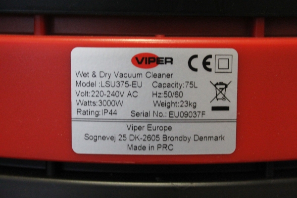 VIPER Industrie Nass-/Trockensauger LS375 mit Edelstahlbehälter